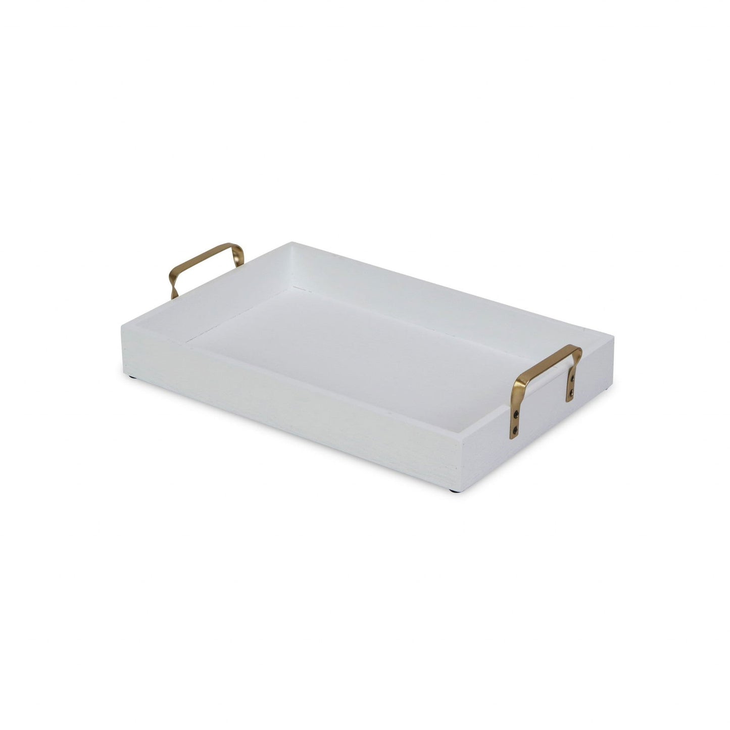 White and Gold Handcrafted Wooden Serving Tray - Rivour Home