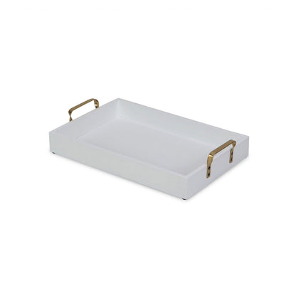 White and Gold Handcrafted Wooden Serving Tray - Rivour Home