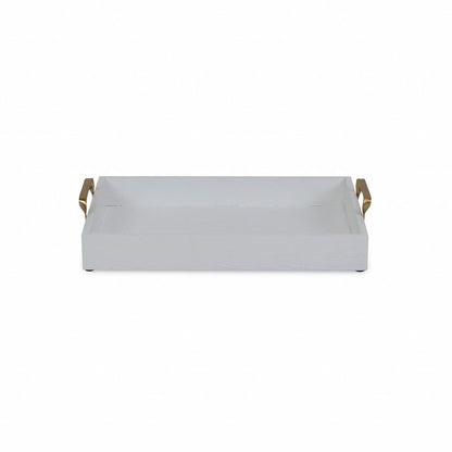 White and Gold Handcrafted Wooden Serving Tray - Rivour Home