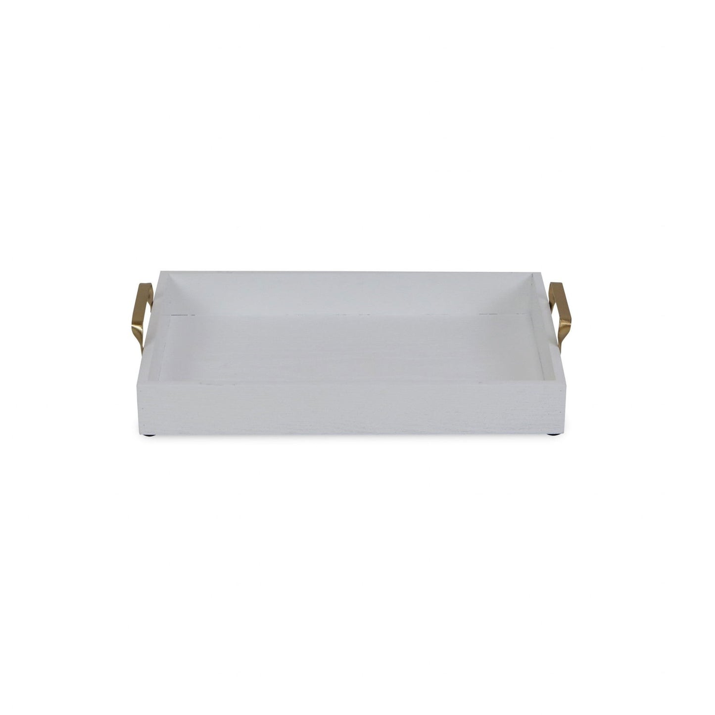 White and Gold Handcrafted Wooden Serving Tray - Rivour Home