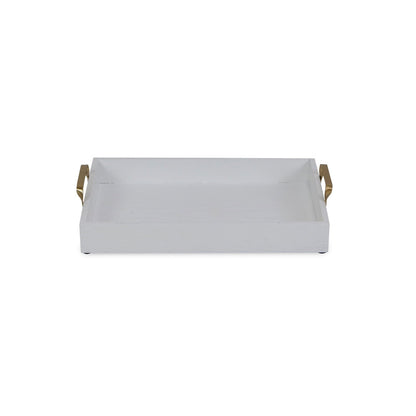 White and Gold Handcrafted Wooden Serving Tray - Rivour Home