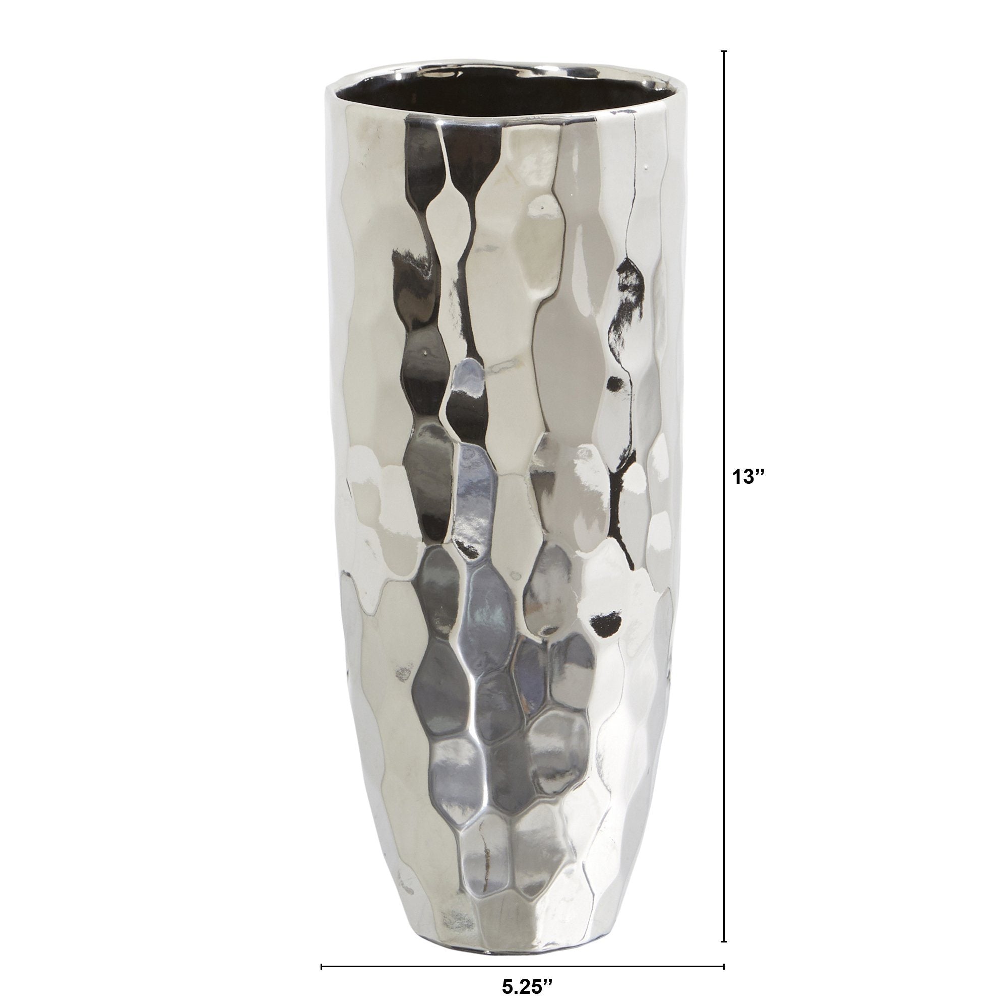 13” Designer Silver Cylinder Vase