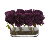 5.5” Blooming Roses in Glass Vase Artificial Arrangement