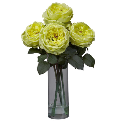 Fancy Rose With Cylinder Vase Silk Flower Arrangement