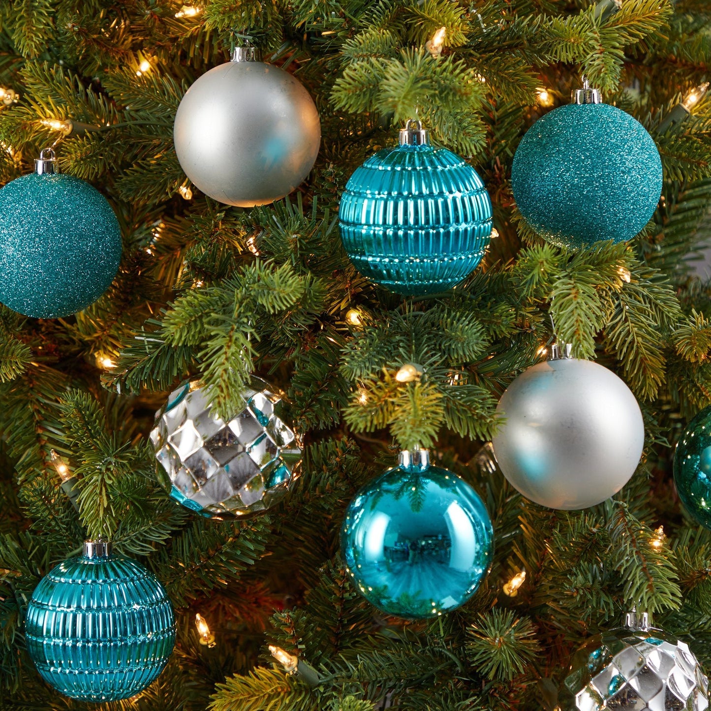 40 Count Christmas Tree Shatterproof Ornament Box Set with Re-Useable Box