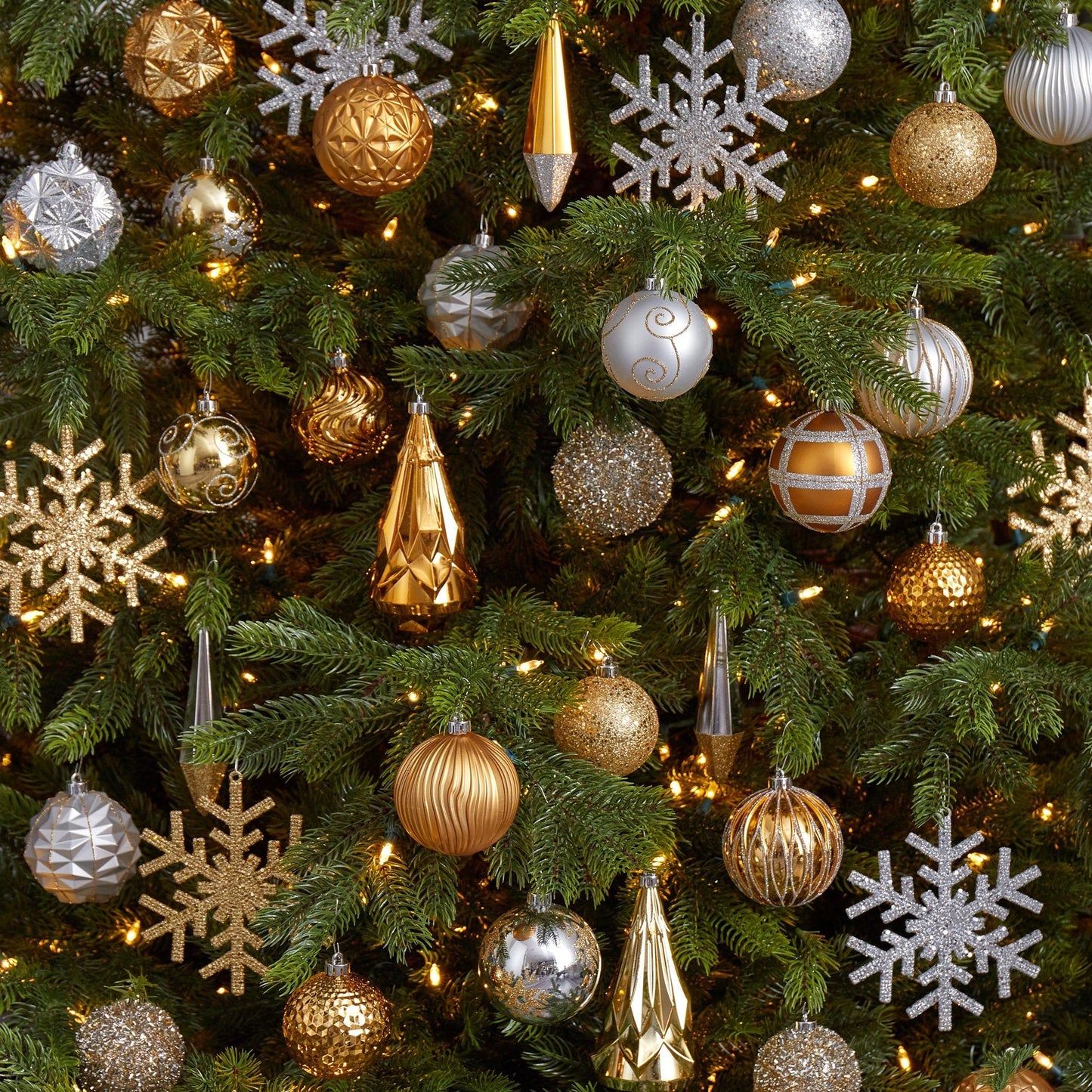 52 Count Christmas Tree Shatterproof Ornament Box Set with Reusable Tray