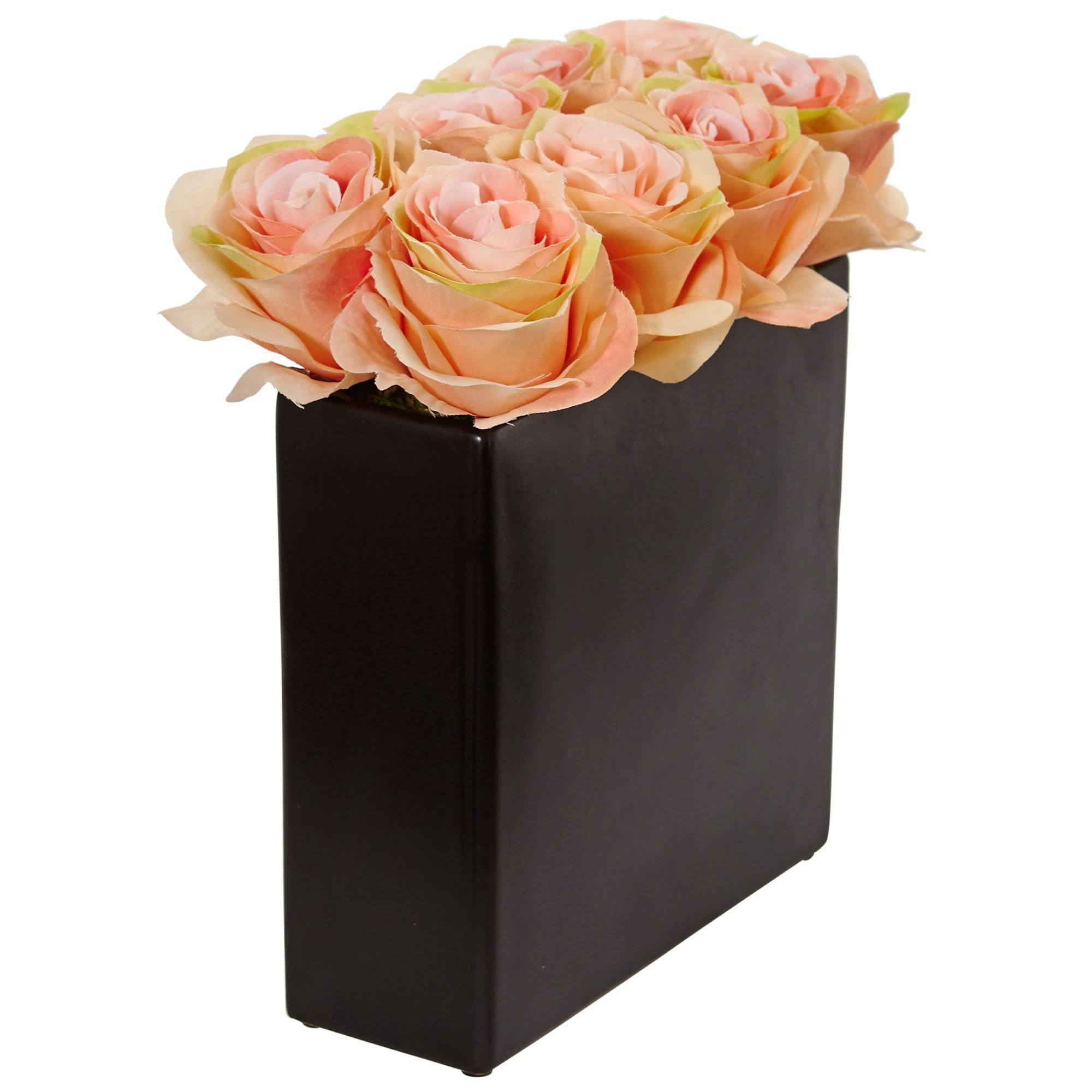 Roses Arrangement in Black Vase