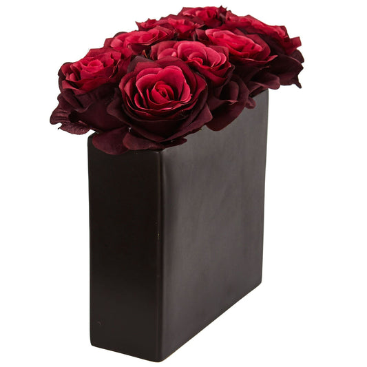 Roses Arrangement in Black Vase