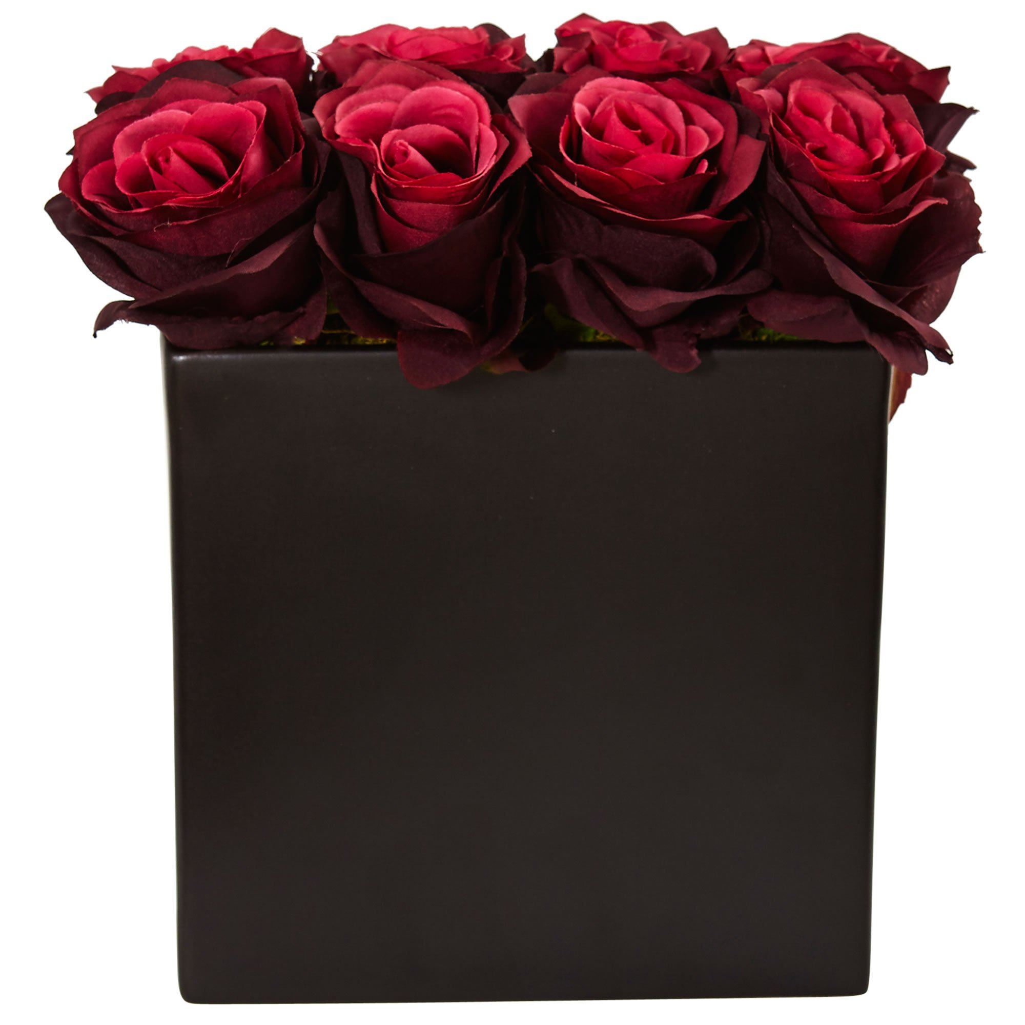 Roses Arrangement in Black Vase