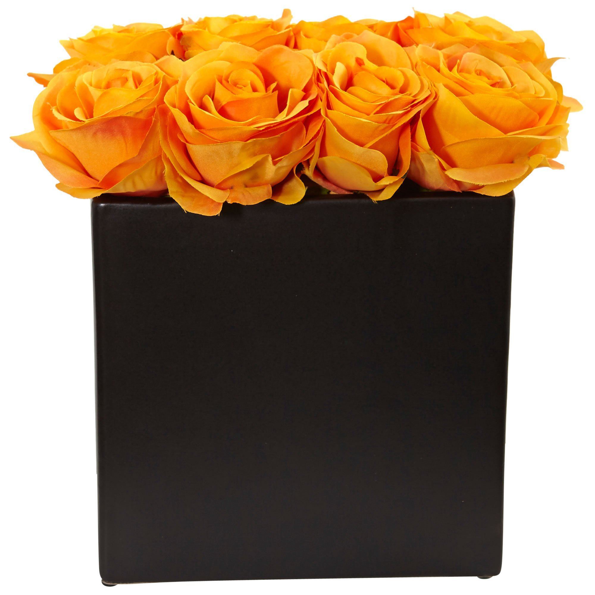 Roses Arrangement in Black Vase