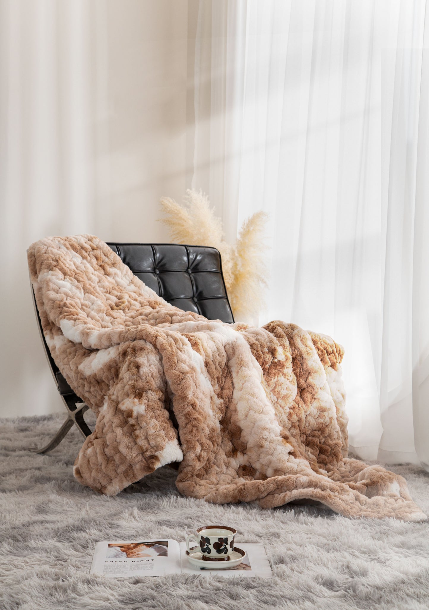 Brown Faux Fur Throw