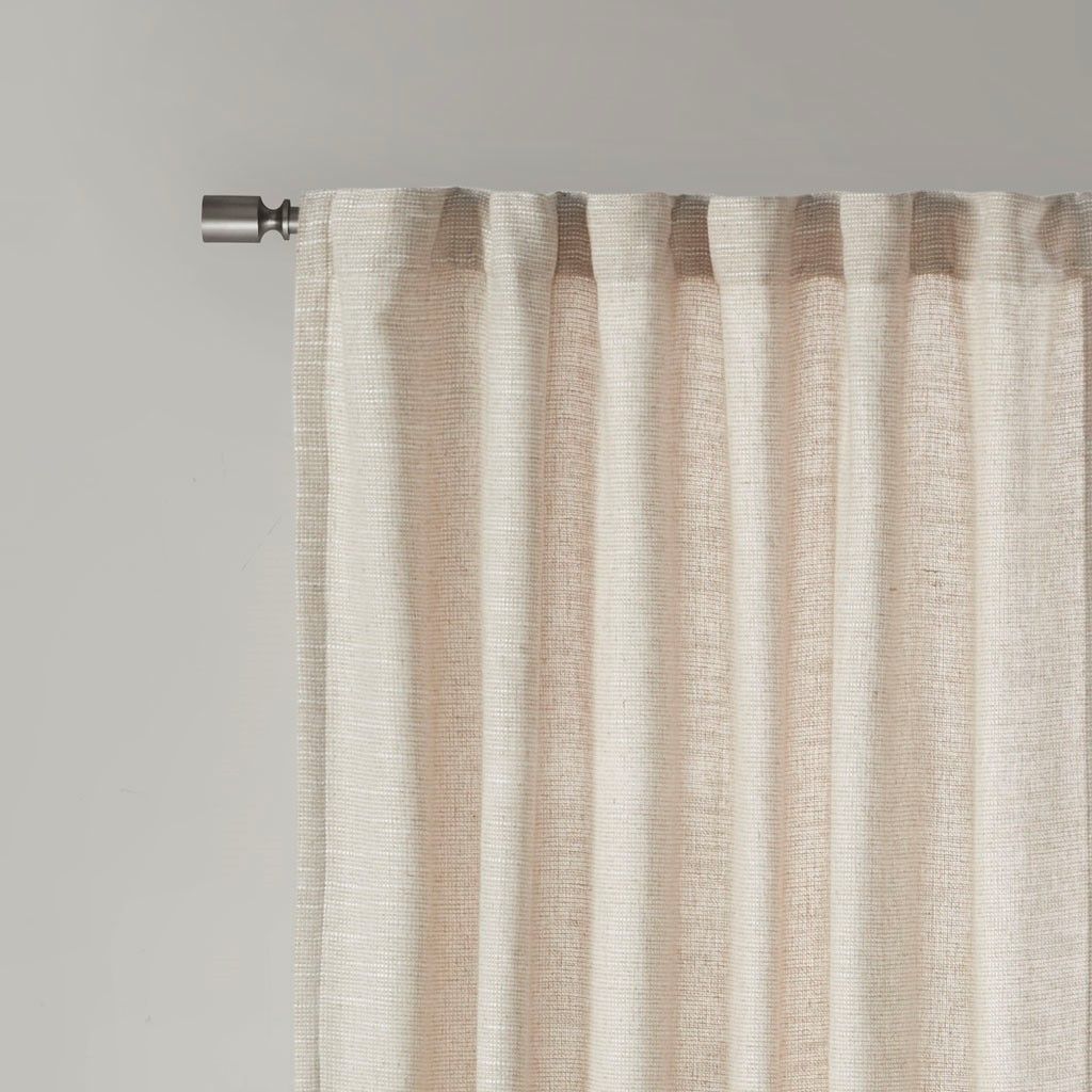 Beals Faux Linen Rod Pocket and Back Tab Fleece Lined Curtain Panel