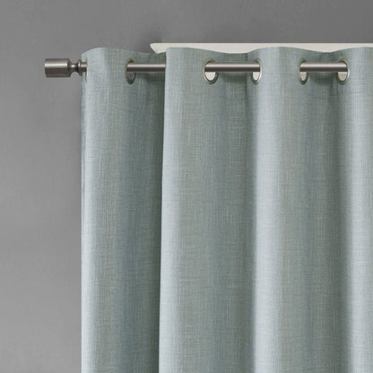 Maya Printed Heathered Blackout Grommet Top Curtain Panel in Dusty Seafoam 50x54"