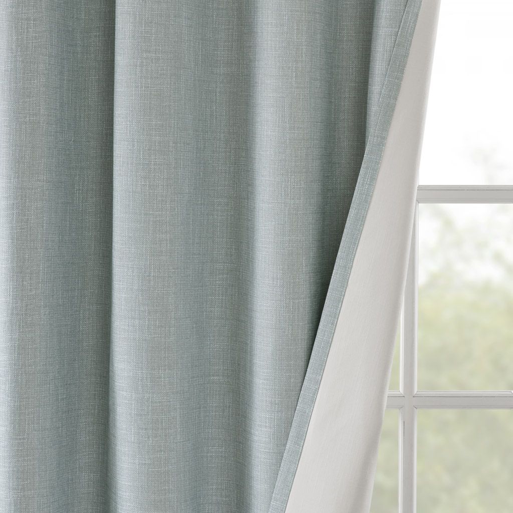 Maya Printed Heathered Blackout Grommet Top Curtain Panel in Dusty Seafoam 50x54"