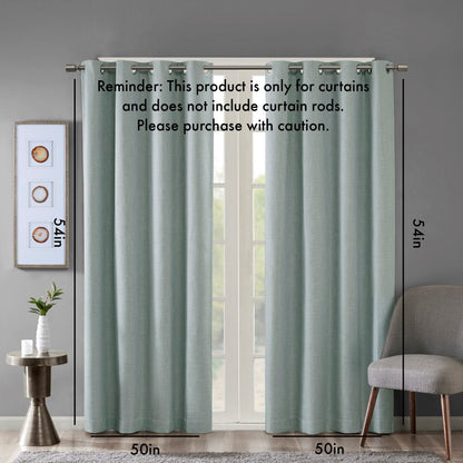 Maya Printed Heathered Blackout Grommet Top Curtain Panel in Dusty Seafoam 50x54"