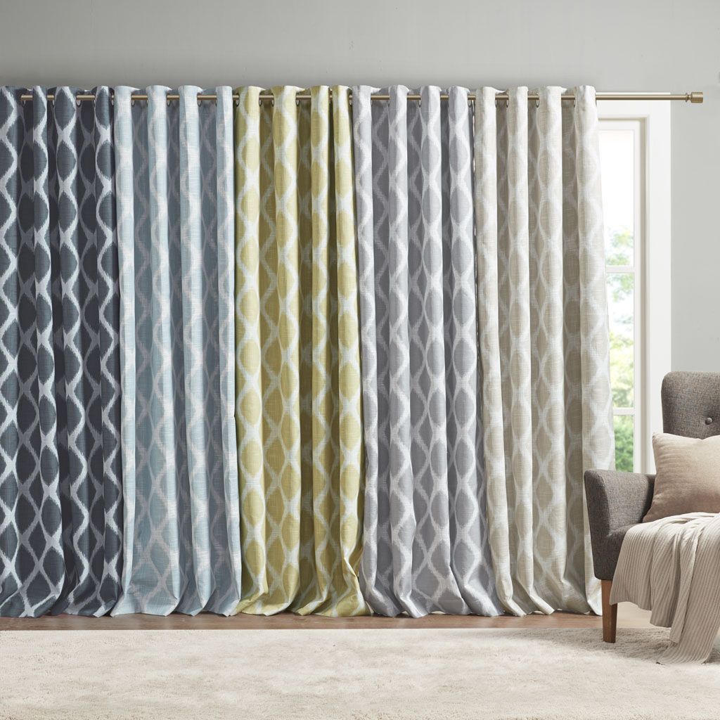 Blakesly Printed Ikat Blackout Patio Curtain 100x84"