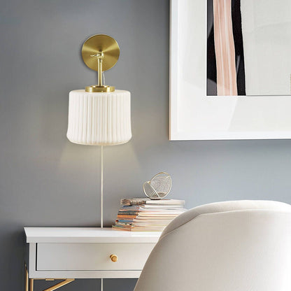 Luminex White Ceramic Wall Sconce with Adjustable Swing Arm